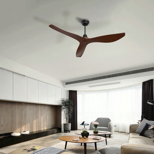 52" Ceiling fan 3 ABS Blades Walnut Hand-Print with Remote & LED Light DC Motor - Picture 4 of 7