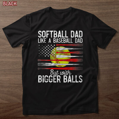 Vintage Softball Dad Like A Baseball Shirts, Dad US Flag Fathers Day  T-Shirt