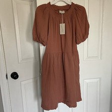 NEW WITH TAGS UNIVERSAL THREAD VERMILLION BROWN PUFF SLEEVE DRESS MEDIUM M