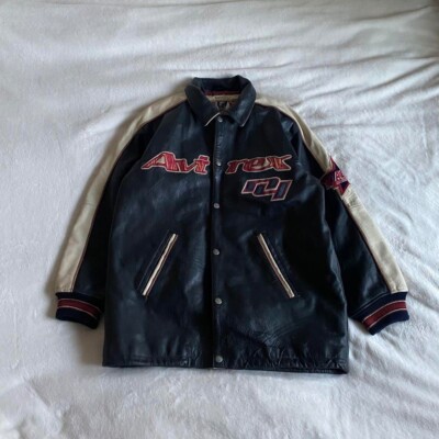 あ  AVIREX VARSITY LEATHER JACKET AVIREX USA Varsity Leather Jacket Size M | eBay