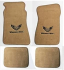 NEW! Carpet FLOOR MATS Tan 1970-1981 PONTIAC FIREBIRD Embroidered Logo in Black