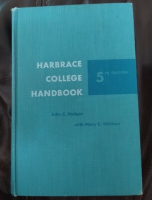 Harbrace College Handbook 5th Edition 1962 John C. Hodges with Mary Whitten HC