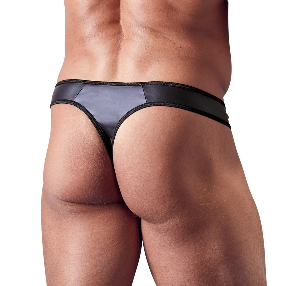 Herren String mit Zip M L XL XXL Neopren Optik matt Glanz Strass schwarz "Xabiy" - Bild 4 von 4