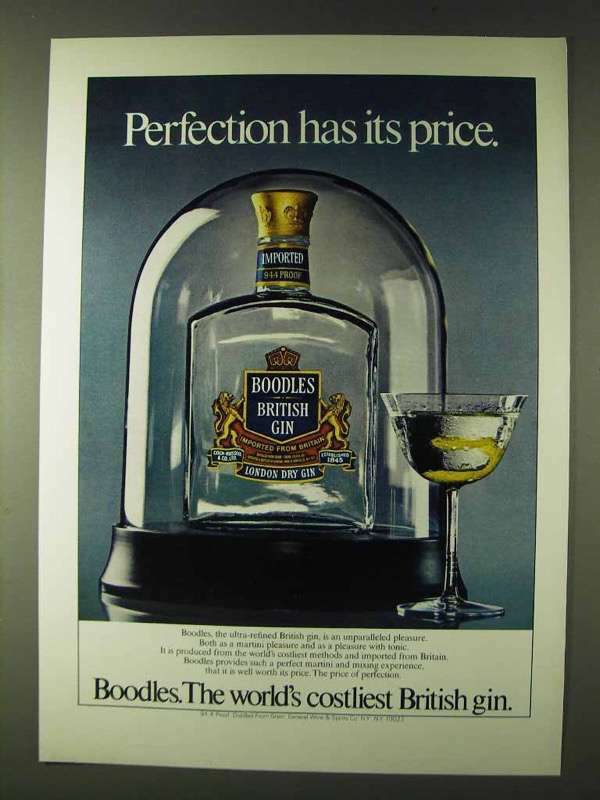 1979 Boodles Gin Ad - Perfection Has Its Price