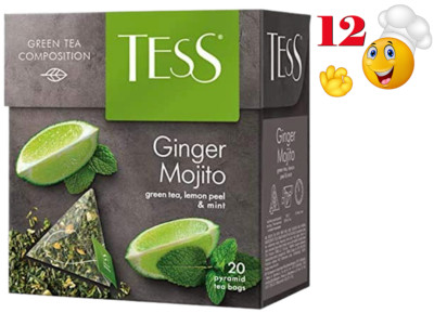 12 PACK TESS GINGER MOJITO Green Tea LEMON Peel MINT RF NO GMO Made Russia 240py