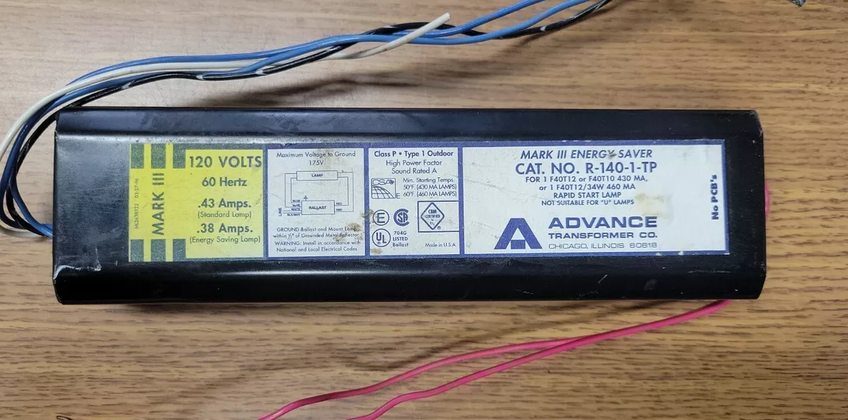 Advance Transformer Mark III 120V 60Hz Class P Type 1 Cat No R 140