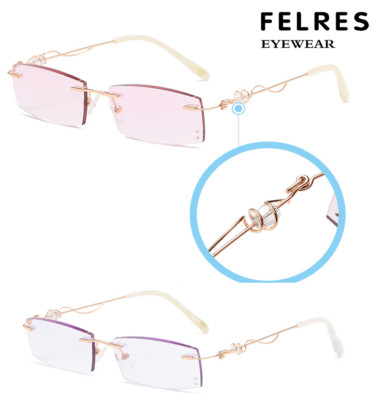 Women Metal Rimless Anti Blue Light Reading Glasses Fashion Ultralight Glasses