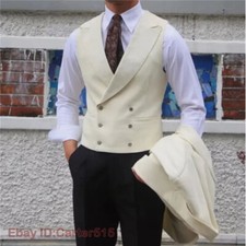 Men Waistcoat Formal Dress Suit for Wedding Dress Slim Fit Double-Breasted Vest