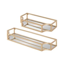 Kate and Laurel Ciel Modern Glam Metal Wall Shelf Set, Set of 2, Go... Fast Ship