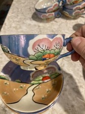Lusterware Vintage Tea Set Handpainted Floral Takito Made Japan - Very Rare