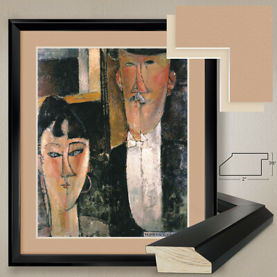 32W''x38H'' BRIDE AND GROOM by AMEDEO MODIGLIANI - DOUBLE MATTE, GLASS and FRAME