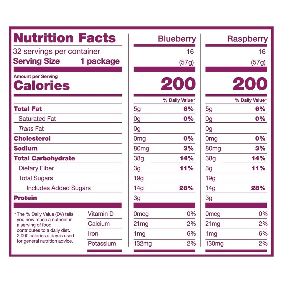 Nature's Bakery Blueberry & Raspberry Fig Bars (2 Oz, 32 Count Pack) - Great Breakfast & Snack Bars