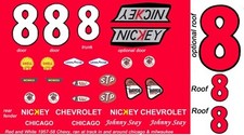  8 JOHNNY SEAY 1957 CHEVROLET BEL AIR 1/64th HO Scale Slot Car Decals