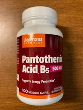 Jarrow Formulas Pantothenic Acid Vitamin B5 500mg 100 Veggie Capsules 01/26