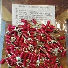 (100)  RA18-10FL Sta-kon Fork Insul. Terminal Connector 22-16 AWG  #10 Bolt T&B 