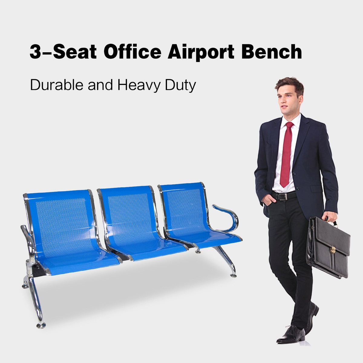 Seat Blue Stainless Steel Airport Hospital Bank Office Hallway