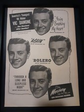 Vic Damone Rare Original 1949 Mercury Records Promo Poster Ad Framed!