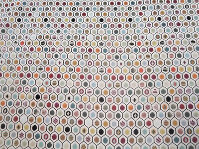 Osborne & Little Fabric Pattern Pelangi Velvet Color 01 Geometric 1.3 Yd x 53 In
