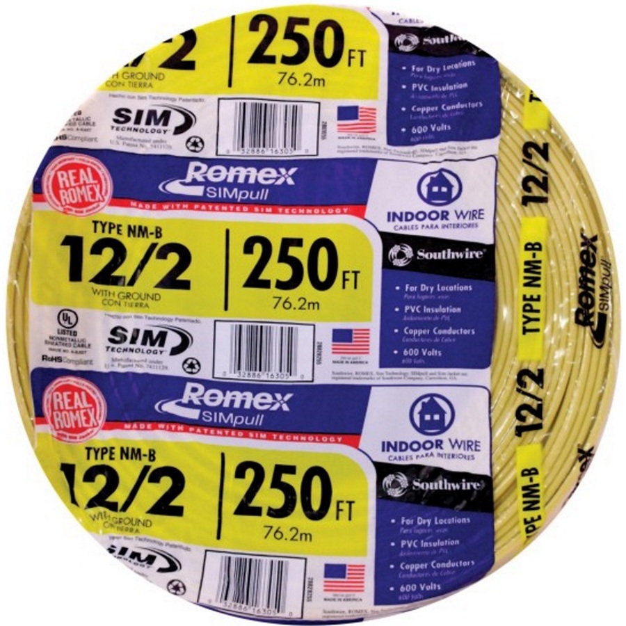 Southwire Romex 250' 122 WG NonMetallic Cable Copper Electrical Wire