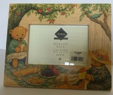 Teddy Bears on a Picnic Wood Frame Nursery by Fetco International 8"x6.5" NIB