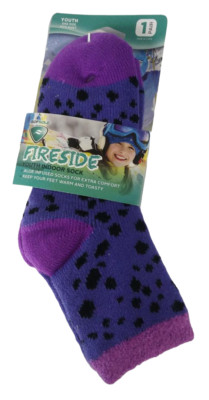 Sof Sole Youth Fireside Indoor Socks Aloe Infused Comfy Violet/Black One Size