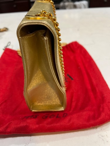 Escada GOLD Leather Handbag gold Adjustable Shoulder Strap VINTAGE authentic new - Picture 8 of 16