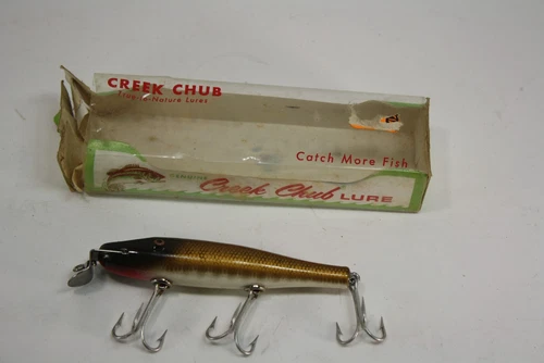 Vintage Creek Chub Pikie Glass Eyes Natural Pikie 700W with Box Pike Musky