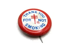 Vintage Thank You For Not Smoking Pin Red & White