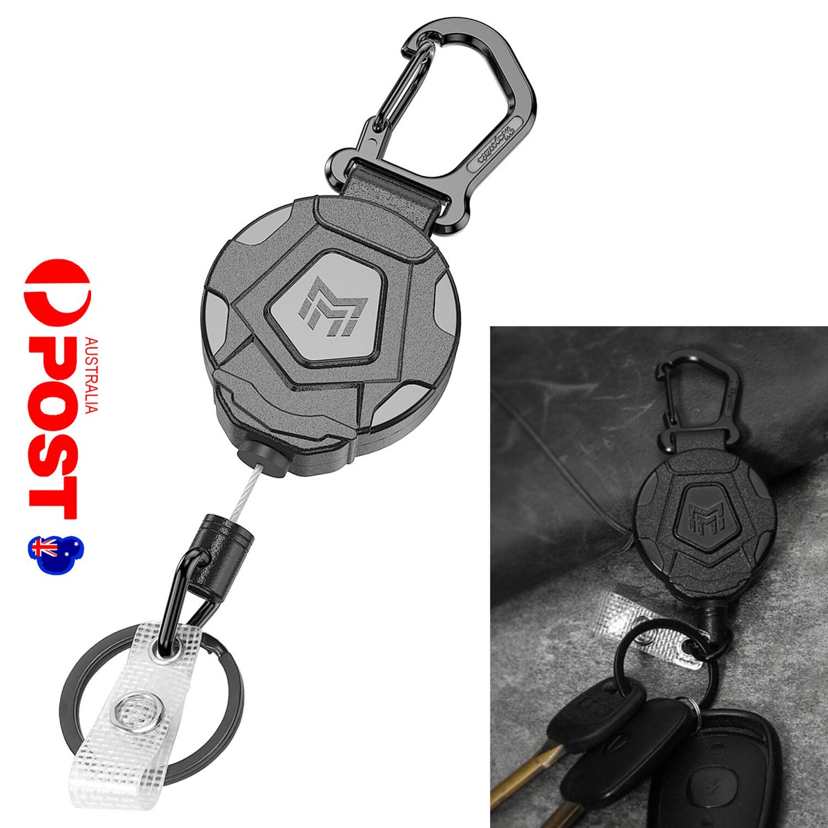 Heavy Duty Steel Cord Retractable Keychain Pull Ring Badge Holder