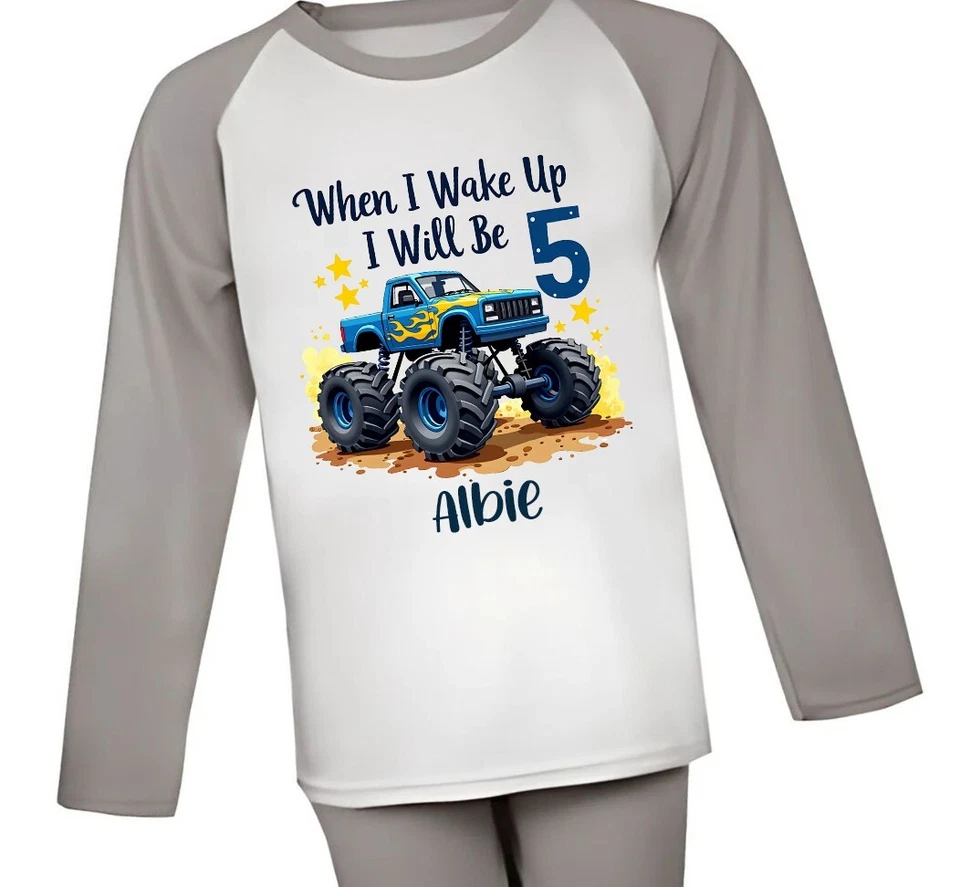 Пижамы для мальчиков Monster Truck 5th Birthday PJs, When I Wake Up Will Be Five — 1394 - Изображение 2 из 3