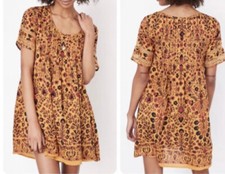Urban Outfitters Ecote Women’s Yellow Floral Mini Dress Crochet Sleeve Size XS
