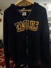 Vintage BoxerCraft Fleece Lined Made In USA Eagles Plaid Zip Up Hoodie L Poly bl