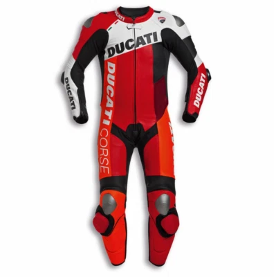 DUCATI Motorrad Rennen Lederkombi Sport Biker Rindsleder Anzug-50-52-54-56-58 - Bild 1 von 3