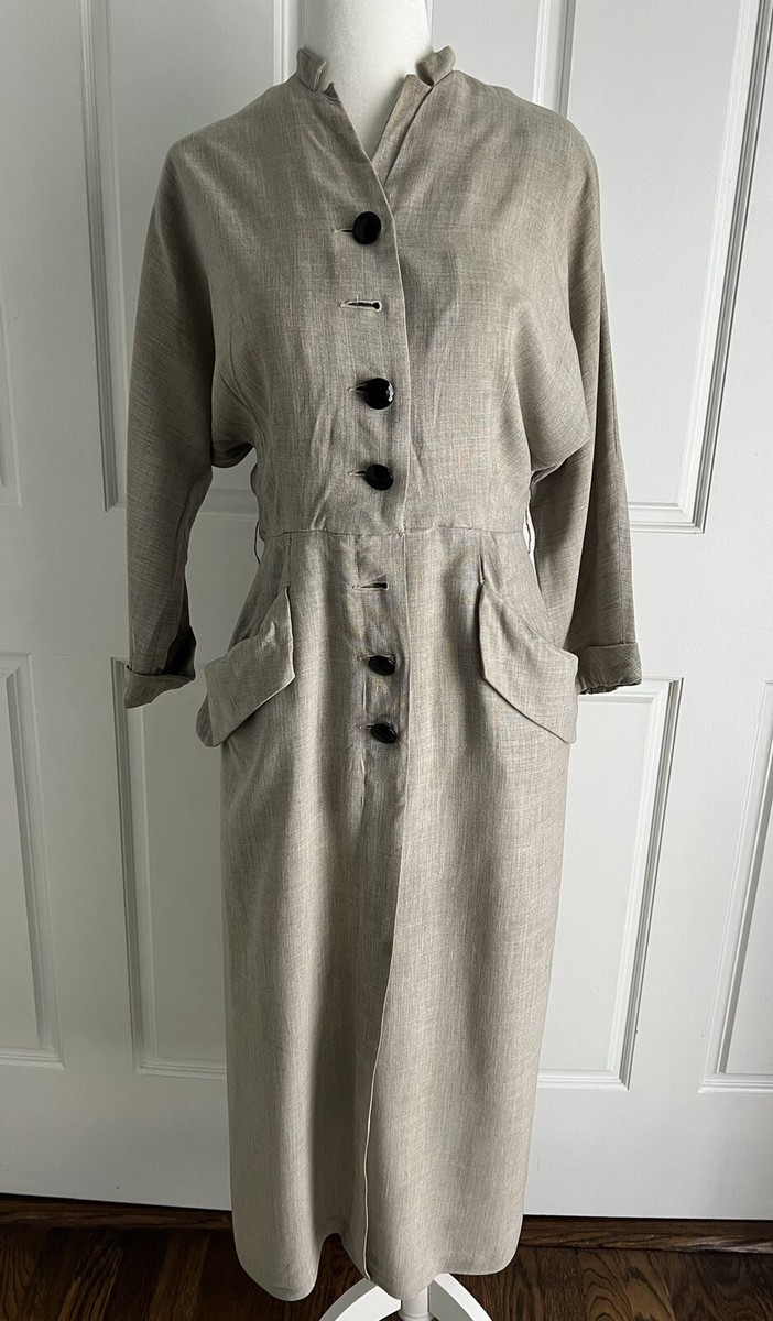Vintage Early 1950's Reich Original Gray Cotton Linen Dress Size Small Vintage Early 1950's Reich Original Gray Cotton Linen Dress Size Small