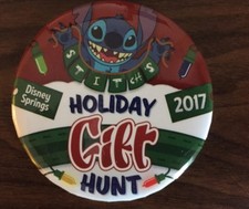 WDW -Disney Springs Stitch's Holiday Gift Hunt 2017 Button/Pin New