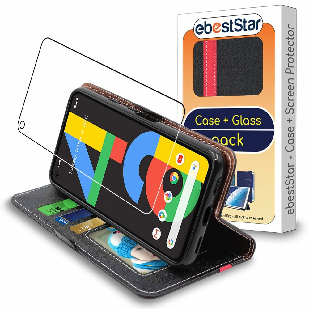 Cover Google Pixel 4A (Version 4G, NO 5G) Custodia Portafoglio + Vetro Temperato
