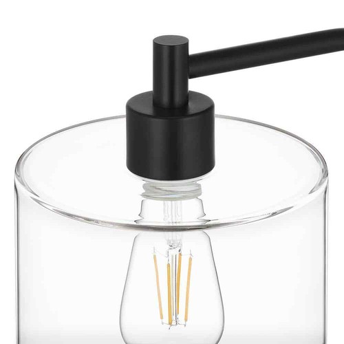 Hampton Bay Cline 28 in. 1-Light Black Table Lamp with Clear Glass Shade - 第 3/14 張圖片