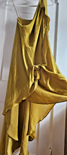Lush mustard yellow party dress plain Asymmetric wrap tie one shoulder Sz M