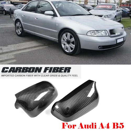 Fit For Audi A4 B5 1998-2001 Dry Carbon Fiber Side Mirror Cover Caps Trim 2PCS