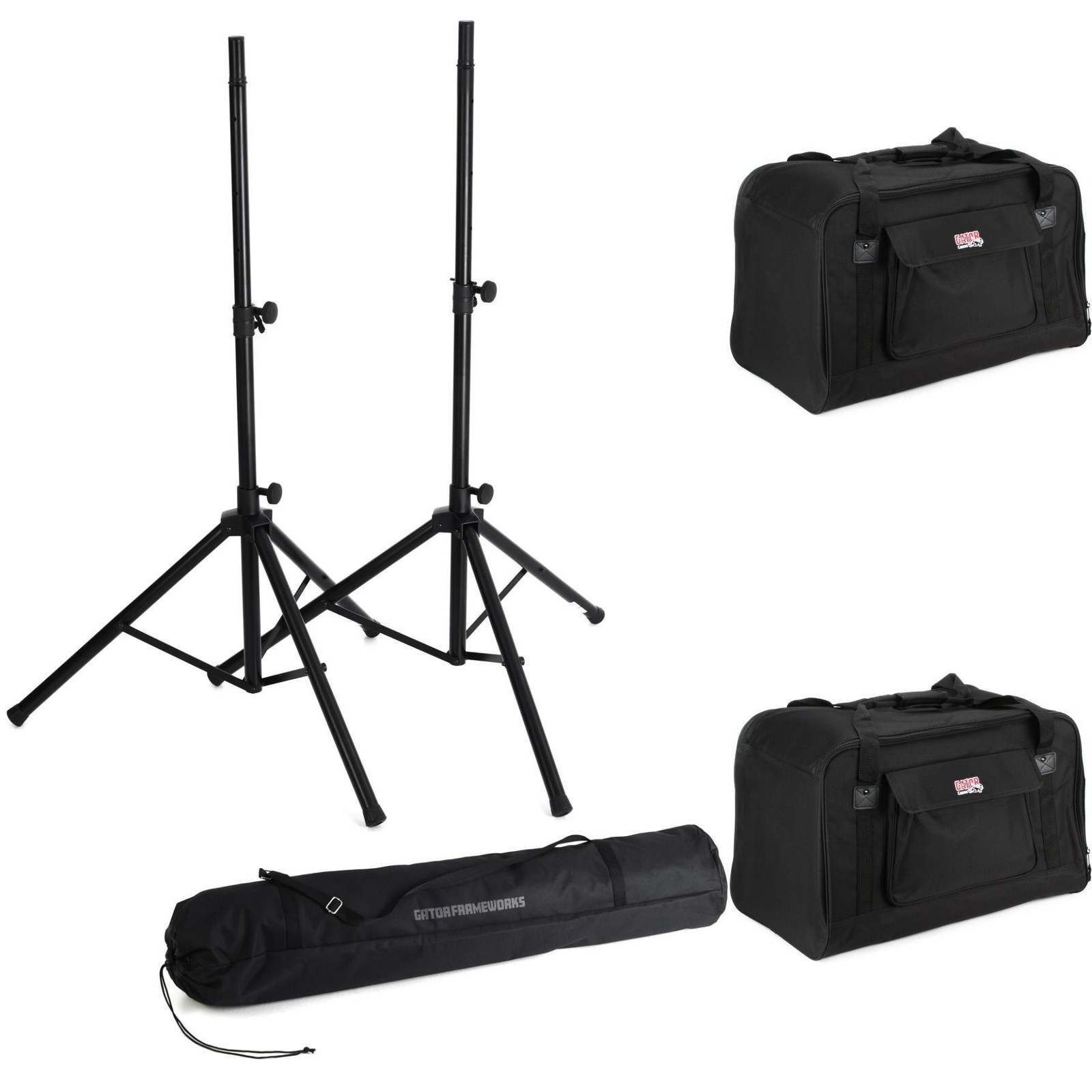 Алюминиевая штативная подставка для динамиков Rok-It с сумкой на 12 динамиков - Черный
