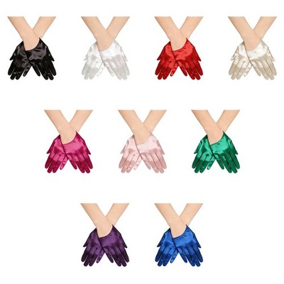 Women Satin Mittens Workout Etiquette Gloves Soft Arm Warmer Party Practical