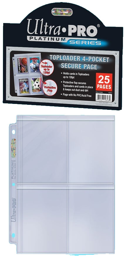 25 Ultra Pro Platinum 4-Pocket Secure Pages for Toploaders Binder Card Sheets 25 Ultra Pro Platinum 4-Pocket Secure Pages for Toploaders Binder Card Sheets