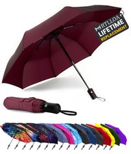 MRTLLOA 42/49 Inch Compact Travel Essentials Umbrella for 42 Inch, Burgundy