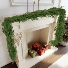 9FT Norfolk Pine Garland with Light, Realistic Christmas Tree Prelit Real Tou...