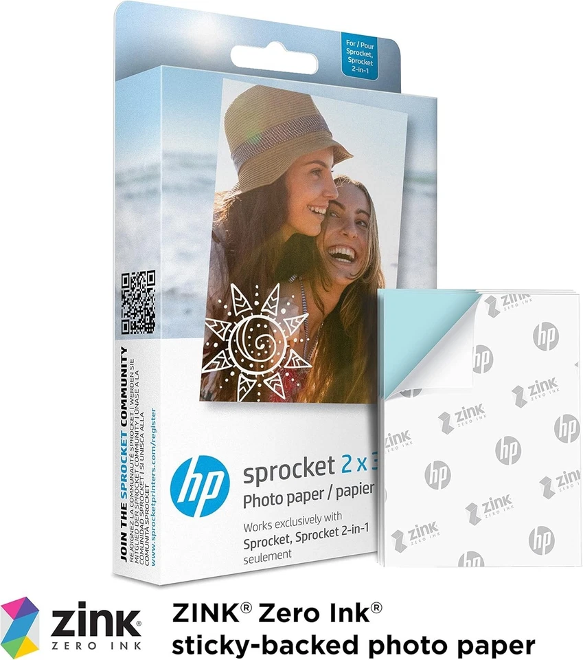 HP Sprocket 2x3" Premium Zink Sticky Back Photo Paper (20 Sheets) Compatible wit - Image 2 of 4