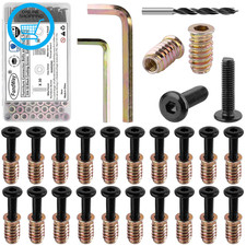 30 Sets M6X16Mm Furniture Screw Nut,M6X10Mm Threaded Inserts for Wood,Connector 