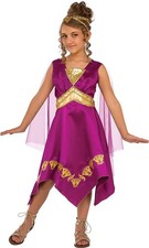 Grecian Goddess Purple Greek Queen Princess Fancy Dress Halloween Child Costume