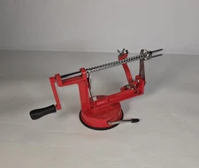 Unbranded apple patato peeler corer slicer includes suction mount red and black