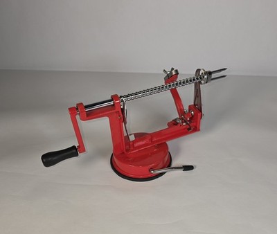 Unbranded apple patato peeler corer slicer includes suction mount red and black