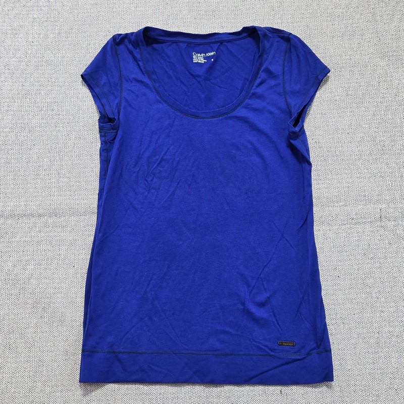 Calvin Klein T Shirt Womens Size Small Blue Casual Round Neck Short Sleeve Logo